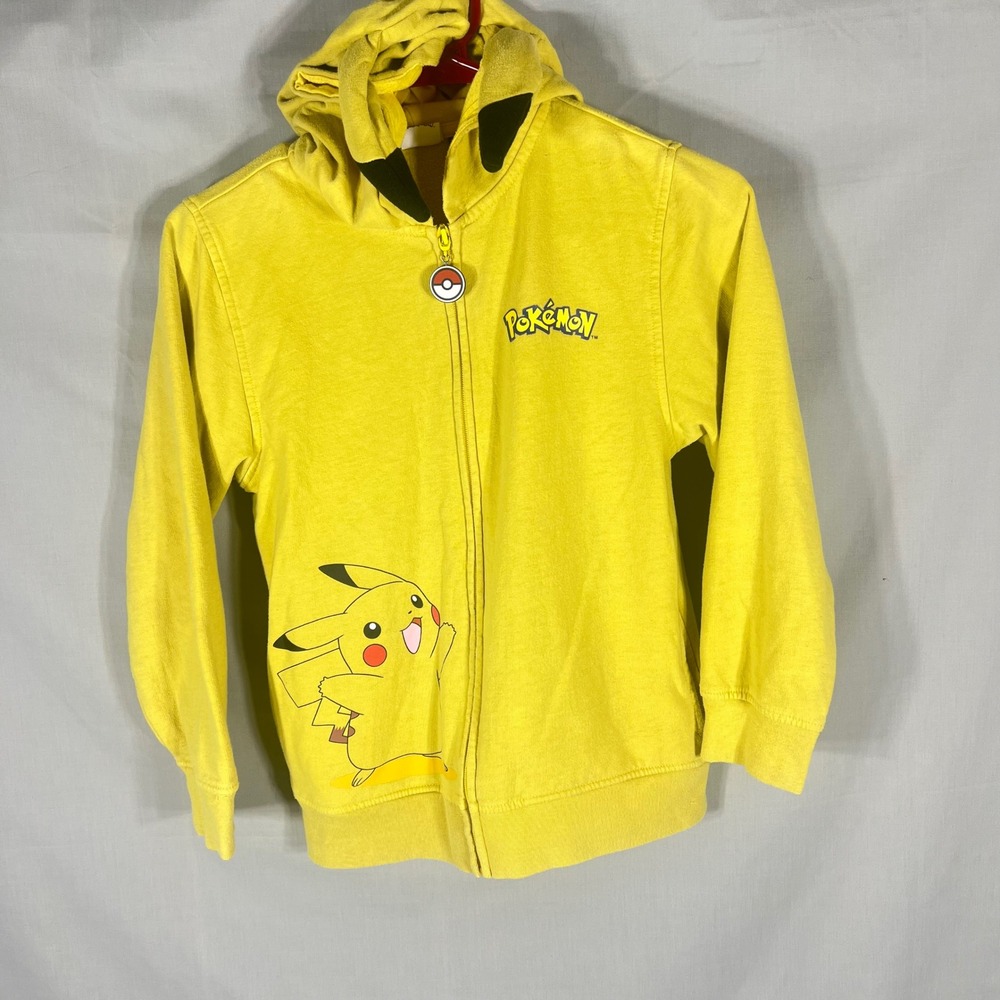Pokemon Pikachu Zip Up Hoodie 3D Ears Yellow Kids Medium